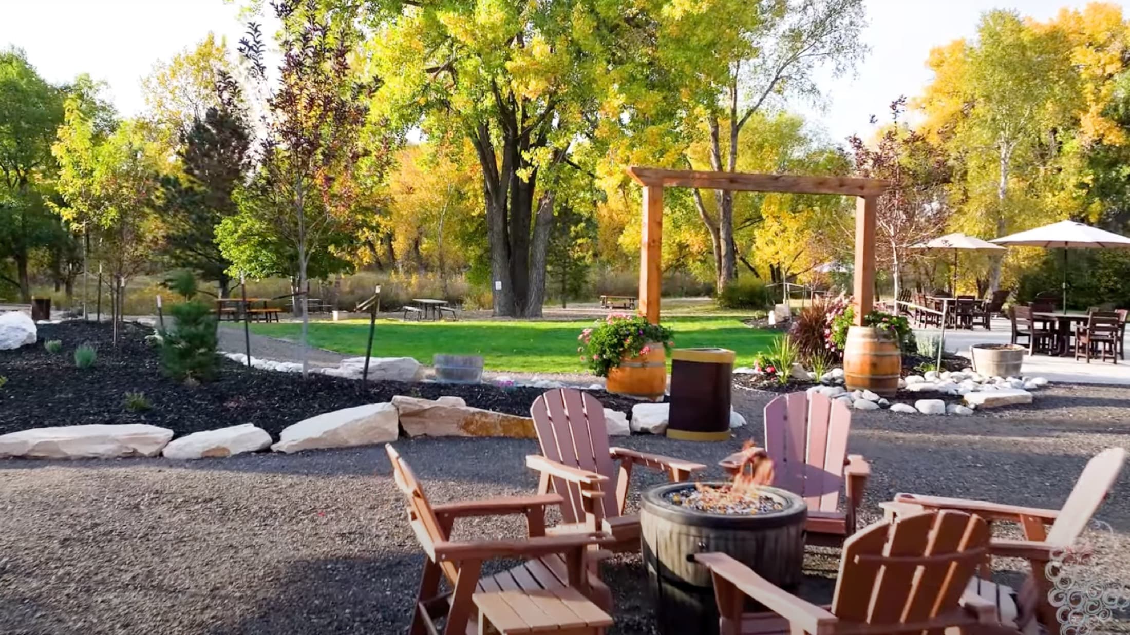 The fire pit under the cottonwoods